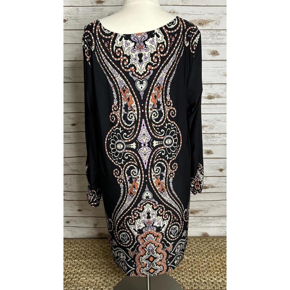 INC International Concepts black baroque long sleeves shift dress/tunic Size 3X - Picture 3 of 5